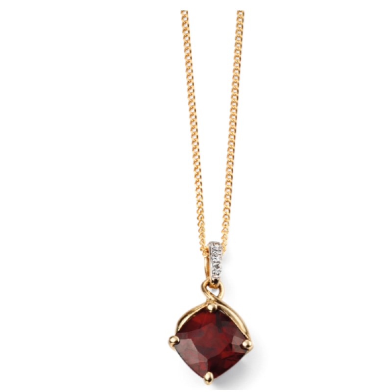 GARNET AND DIAMOND GOLD NECKLACE 